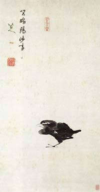 《孤禽图》,清代,八大山人,纸本水墨,纵103.